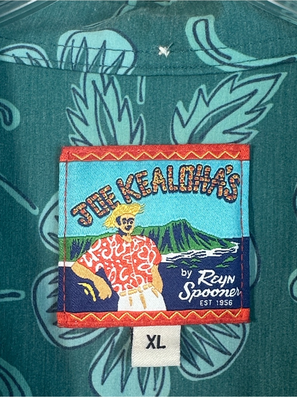 Reyn Spooner Joe Kealoha Pineapple Floral Aloha Shirt Teal Size XL - Picture 6 of 14